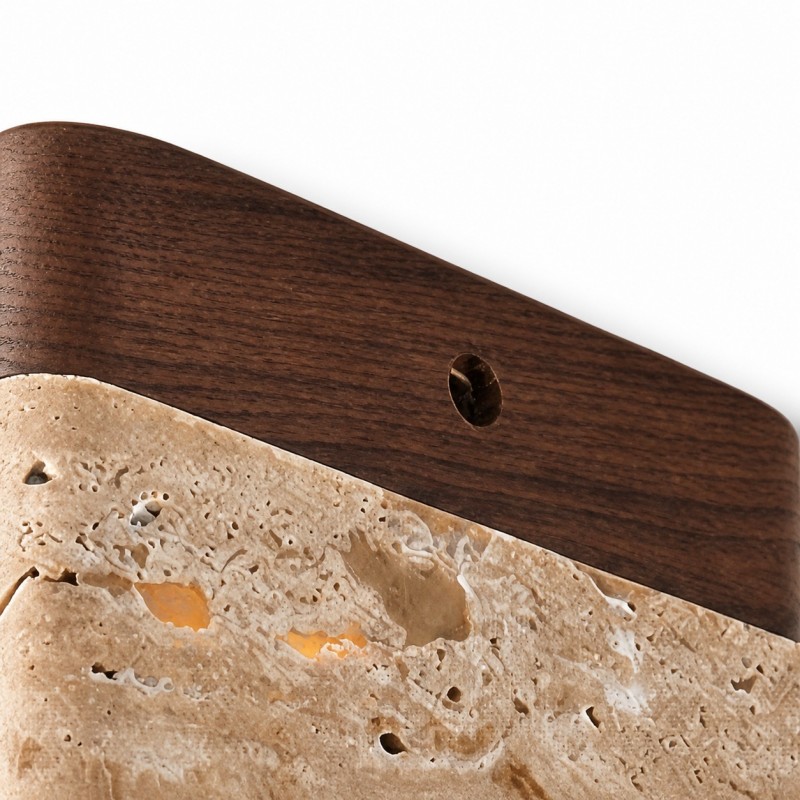Stella Wabi Sabi Square Travertine Wood Mount Ceiling Light