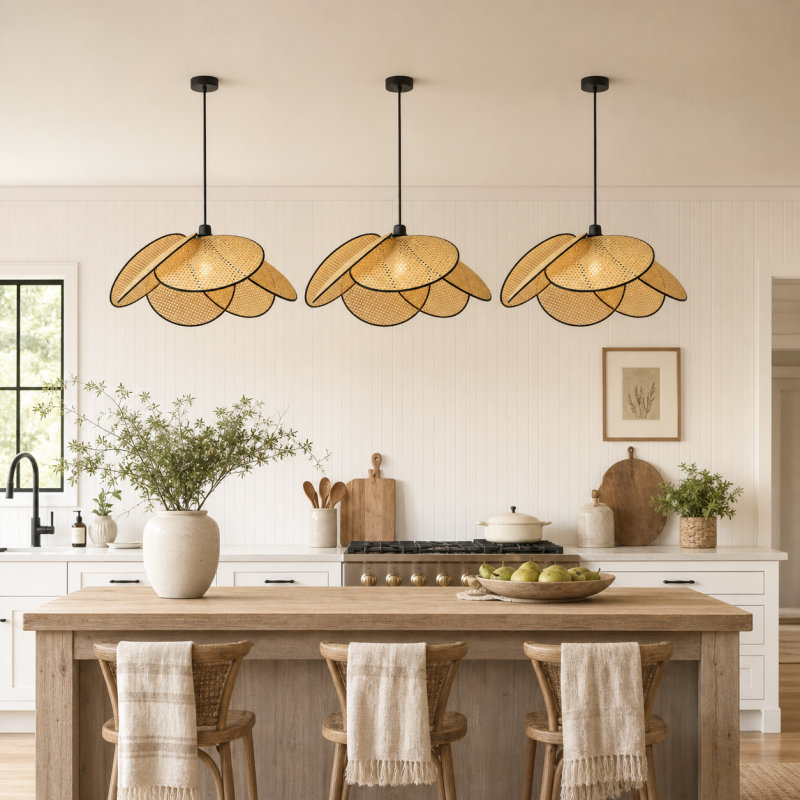 Atticus Screen Cannage Rattan Pendant Light