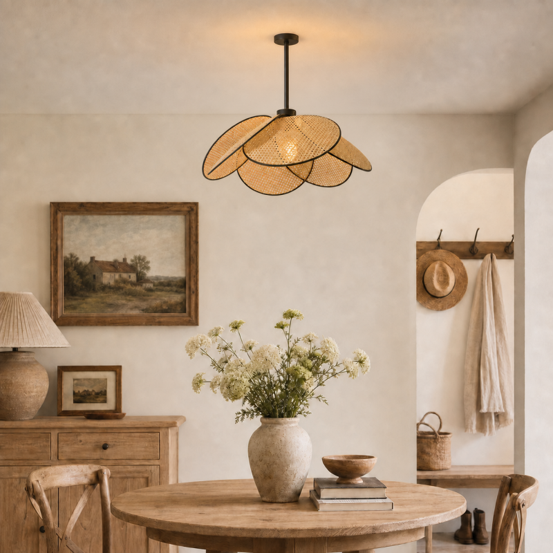 Atticus Screen Cannage Rattan Pendant Light