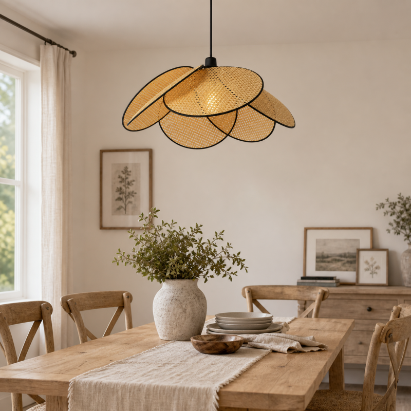 Atticus Screen Cannage Rattan Pendant Light