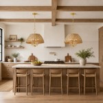 Margaret Minimalist Natural 4-Light Dome Rattan Brass Pendant Light