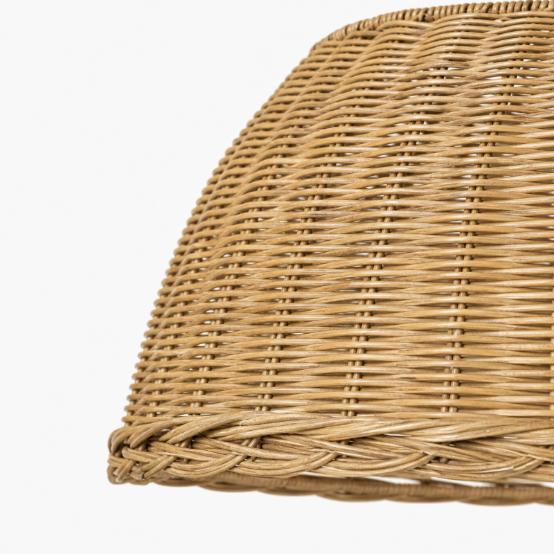 Margaret Minimalist Natural 4-Light Dome Rattan Brass Pendant Light