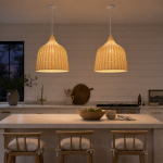 Galatea Boho Bell Shaped Rattan Chandelier