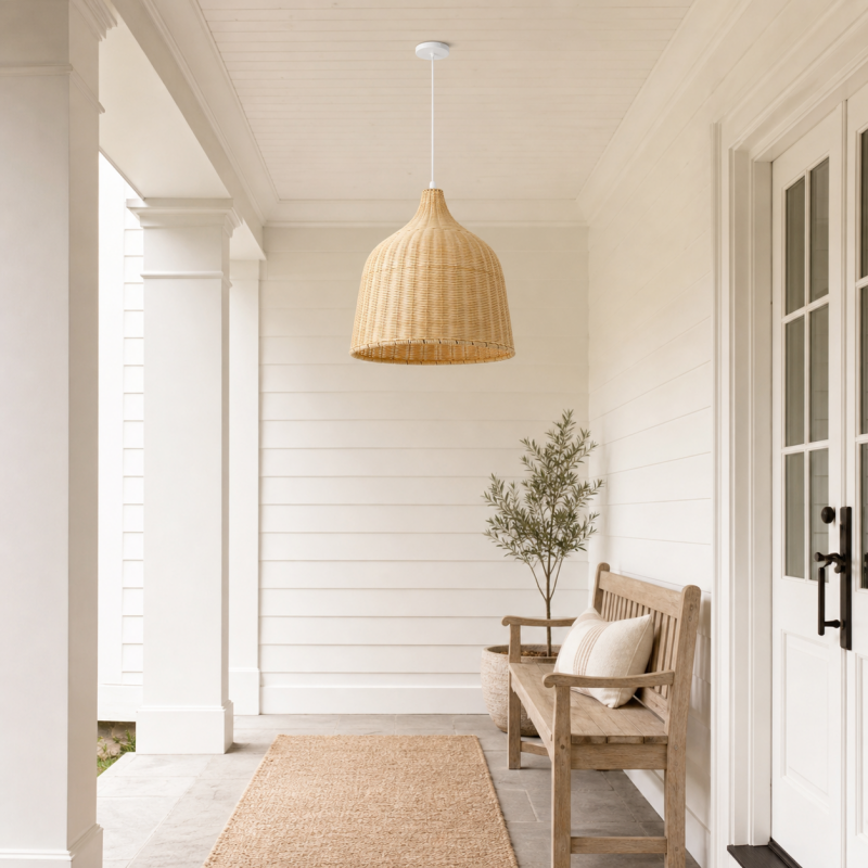 Galatea Boho Bell Shaped Rattan Chandelier