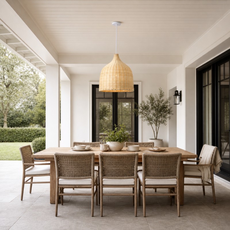Galatea Boho Bell Shaped Rattan Chandelier