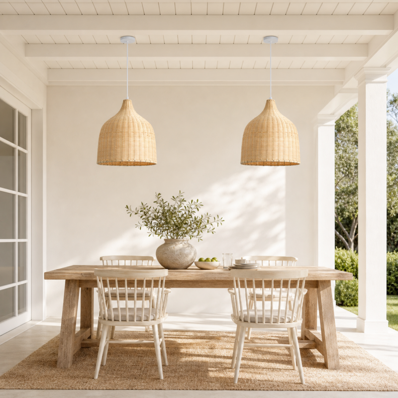 Galatea Boho Bell Shaped Rattan Chandelier