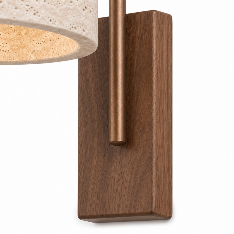 Elliot Wabi Sabi Travertine Wood Cylinder Wall Light
