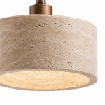 Elliot Wabi Sabi Travertine Wood Cylinder Wall Light