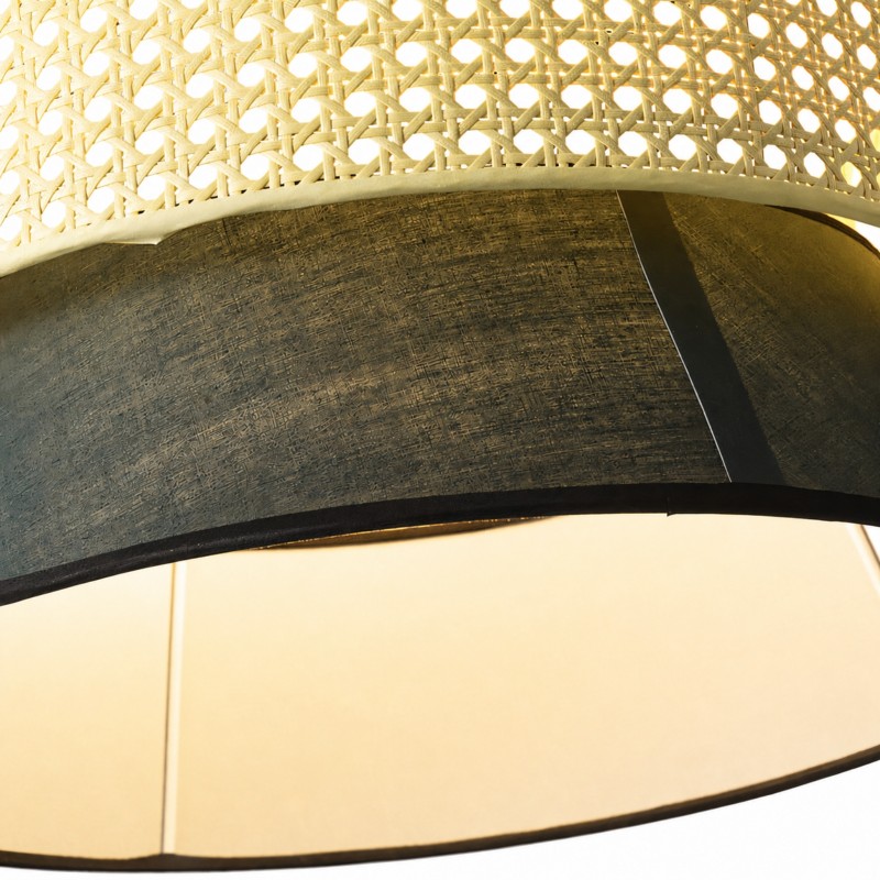 Lyzar Rustic Tiered Rattan Fabric Pendant Light