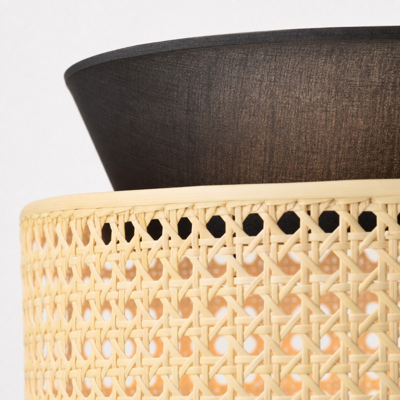 Lyzar Rustic Tiered Rattan Fabric Pendant Light