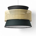 Lyzar Rustic Tiered Rattan Fabric Pendant Light
