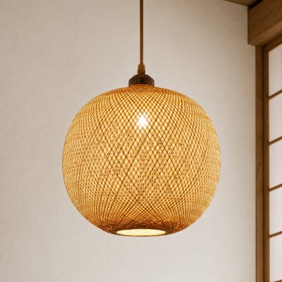 Ilario Japanese Woven Bamboo Pendant Light