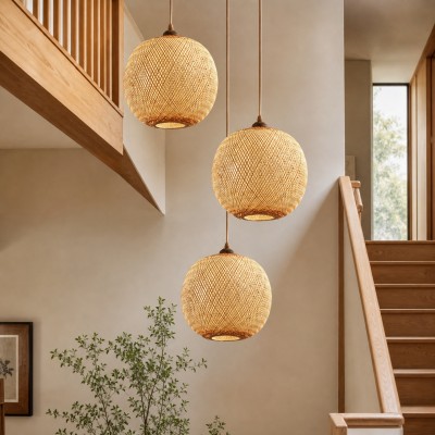 Ilario Japanese Woven Bamboo Pendant Light