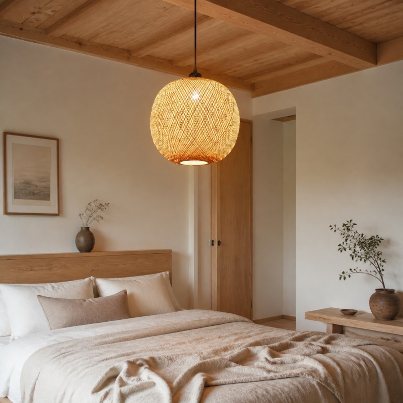Ilario Japanese Woven Bamboo Pendant Light