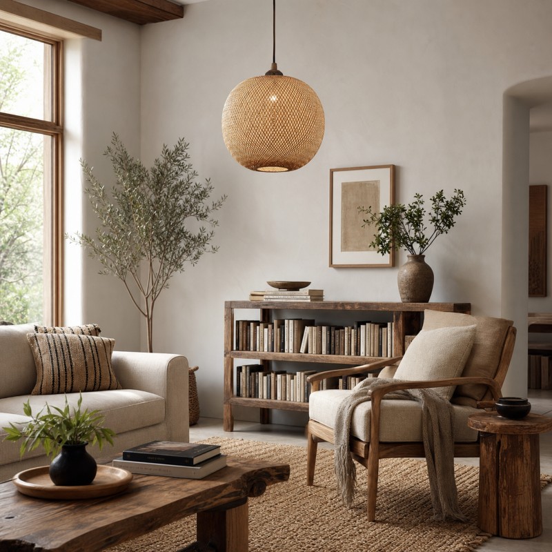 Ilario Japanese Woven Bamboo Pendant Light
