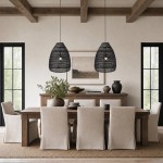 Juno Scandinavian Boho Woven Wicker Rattan Pendant Light