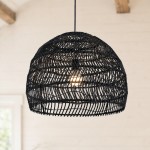 Juno Scandinavian Boho Woven Wicker Rattan Pendant Light