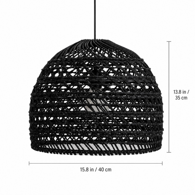Juno Scandinavian Boho Woven Wicker Rattan Pendant Light