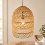 Juno Scandinavian Boho Woven Wicker Rattan Pendant Light