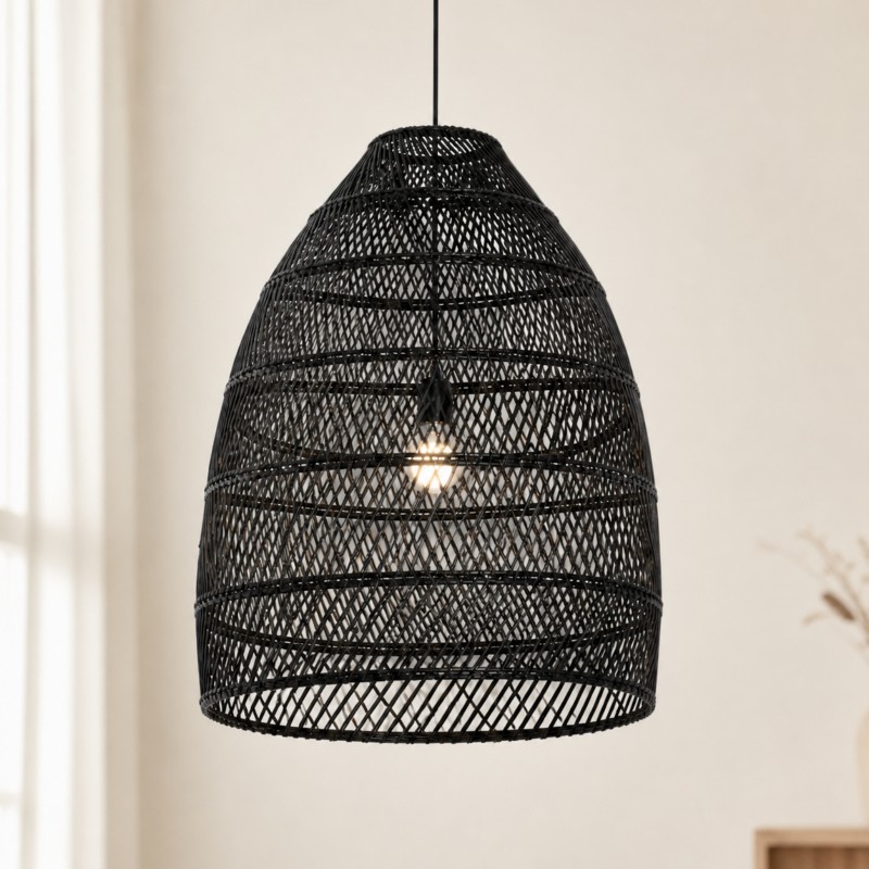 Juno Scandinavian Boho Woven Wicker Rattan Pendant Light