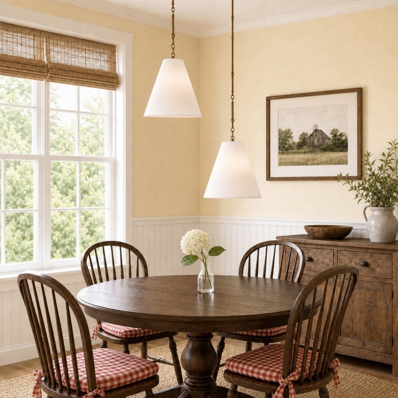 Felix Antique Brass-Finish White Cone Pendant Light