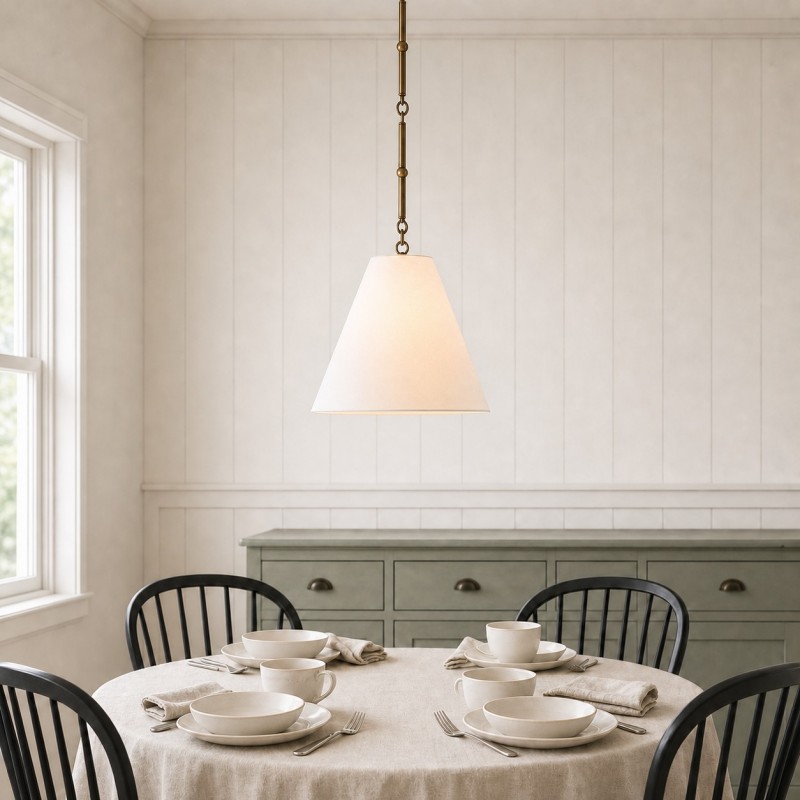 Felix Antique Brass-Finish White Cone Pendant Light