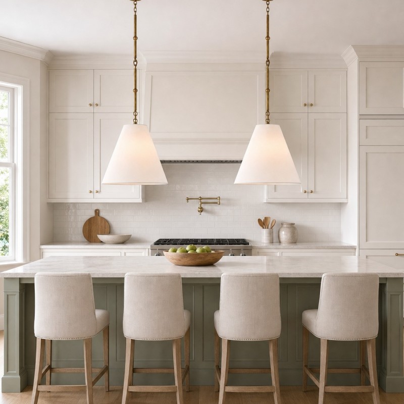Felix Antique Brass-Finish White Cone Pendant Light