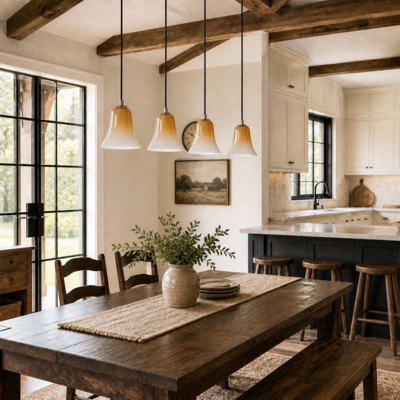 Lucas Modern Gradient Bell-Shaped Glass Single Pendant Light