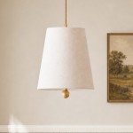 Audrey Modern Gold Accent White Fabric Cone Pendant Light