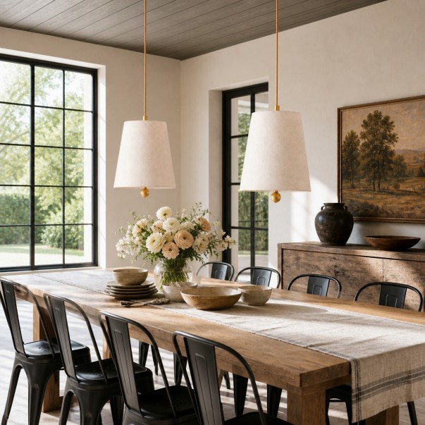 Audrey Modern Gold Accent White Fabric Cone Pendant Light