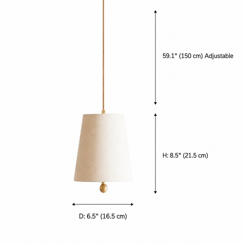 Audrey Modern Gold Accent White Fabric Cone Pendant Light