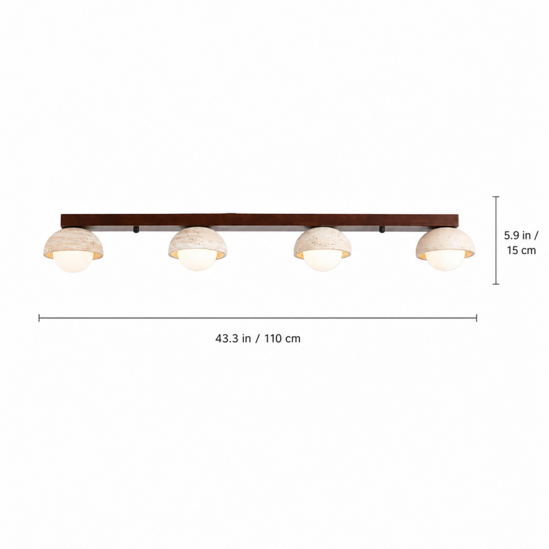 Elio Wabi-Sabi Multi-Light Travertine Linear Ceiling Light
