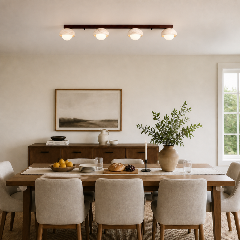 Elio Wabi-Sabi Multi-Light Travertine Linear Ceiling Light
