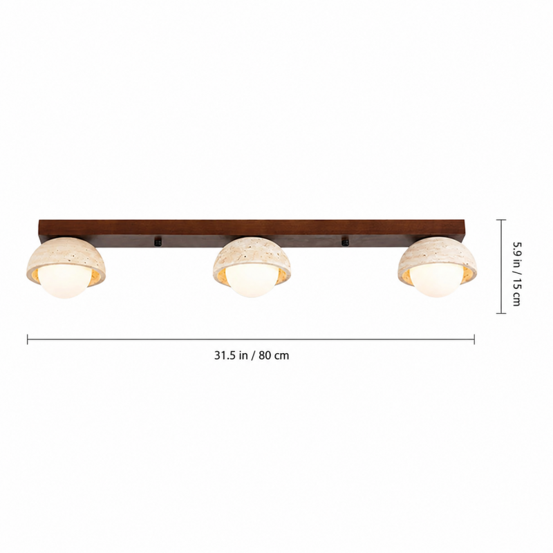 Elio Wabi-Sabi Multi-Light Travertine Linear Ceiling Light