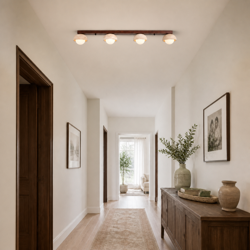 Elio Wabi-Sabi Multi-Light Travertine Linear Ceiling Light