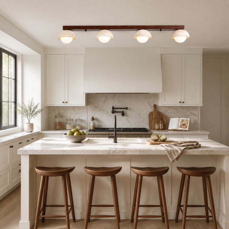 Elio Wabi-Sabi Multi-Light Travertine Linear Ceiling Light