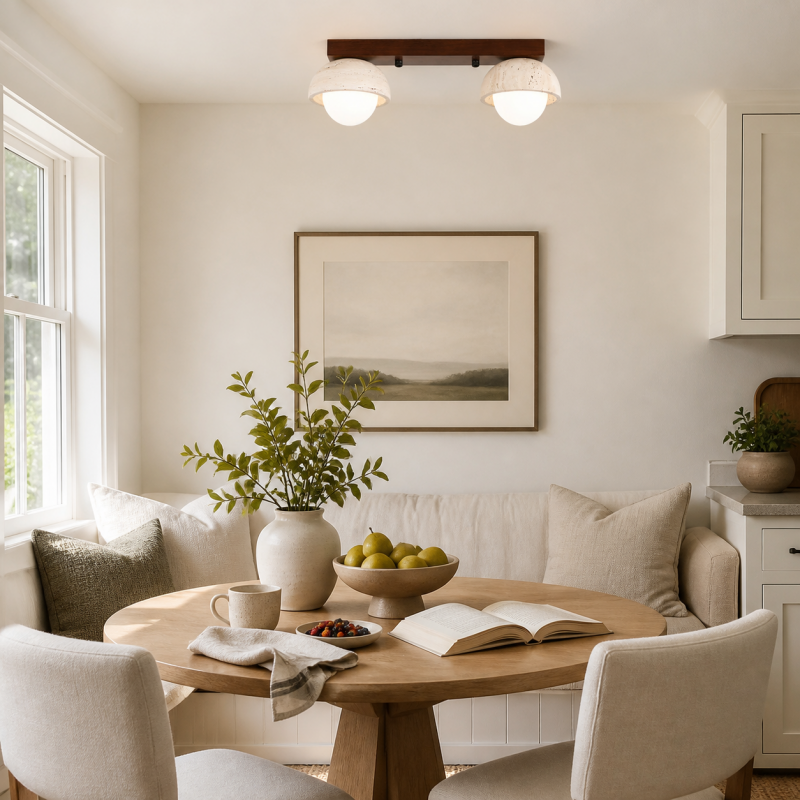 Elio Wabi-Sabi Multi-Light Travertine Linear Ceiling Light