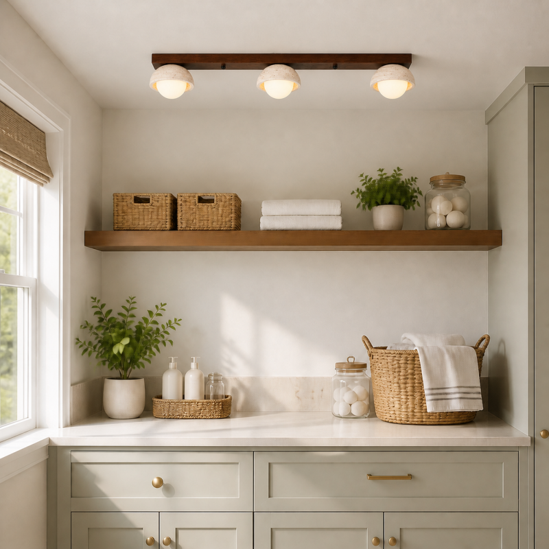 Elio Wabi-Sabi Multi-Light Travertine Linear Ceiling Light