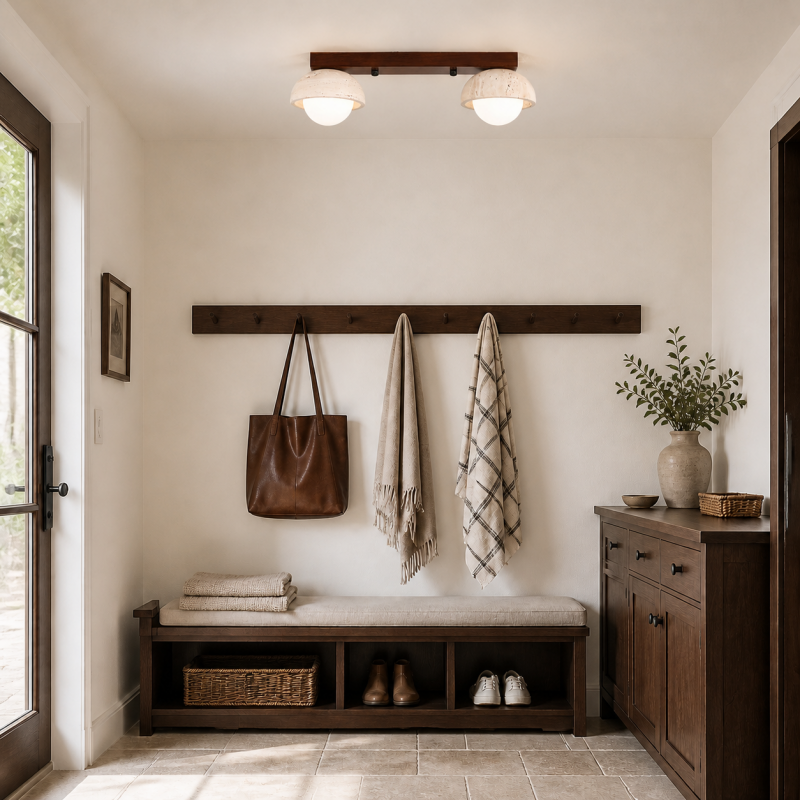 Elio Wabi-Sabi Multi-Light Travertine Linear Ceiling Light