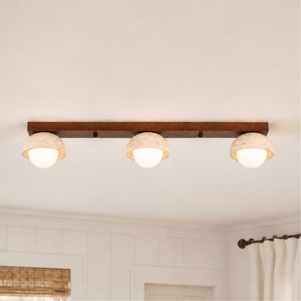 Elio Wabi-Sabi Multi-Light Travertine Linear Ceiling Light