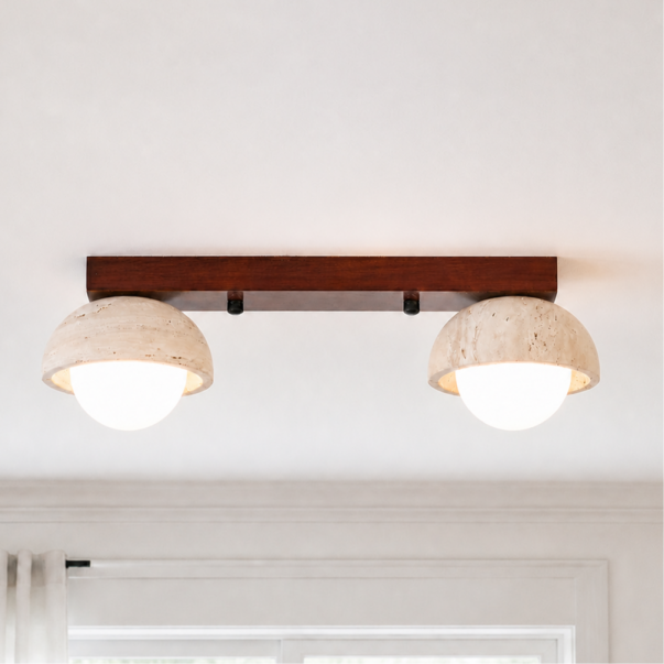 Elio Wabi-Sabi Multi-Light Travertine Linear Ceiling Light