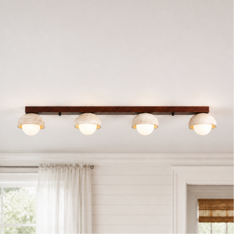 Elio Wabi-Sabi Multi-Light Travertine Linear Ceiling Light