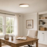Veyran Modern LED Travertine Drum Flush Mount Ceiling Light