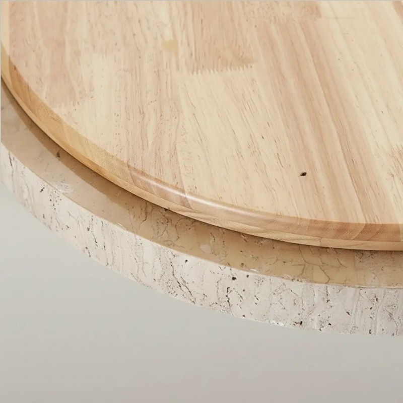 Veyran Modern LED Travertine Drum Flush Mount Ceiling Light