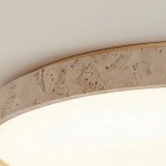 Veyran Modern LED Travertine Drum Flush Mount Ceiling Light