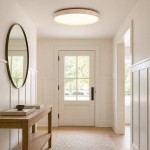 Veyran Modern LED Travertine Drum Flush Mount Ceiling Light
