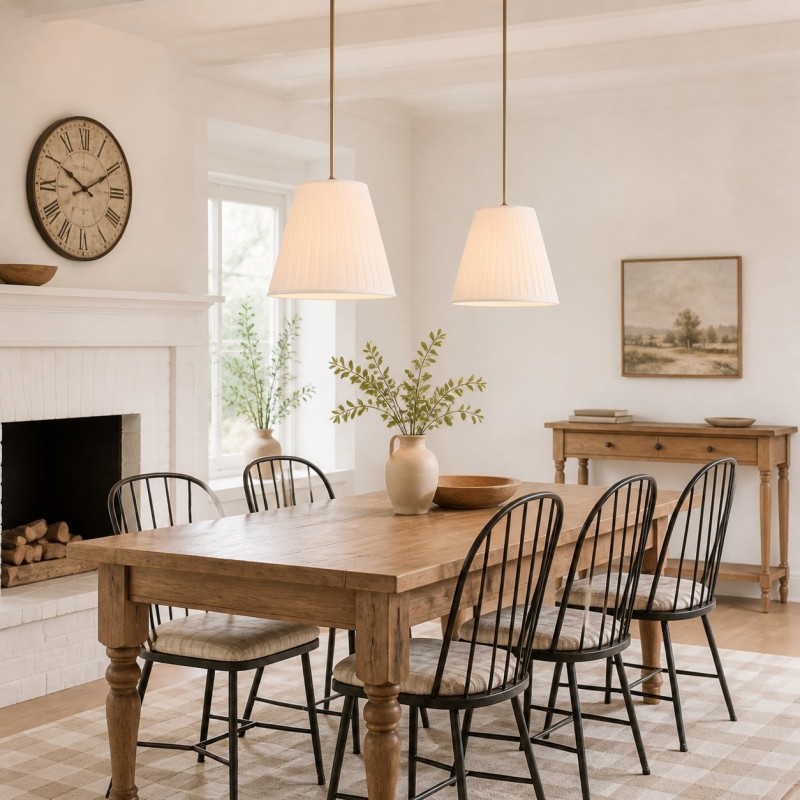 Naomi Modern White Pleated Fabric Lampshade Brass Pendant Light