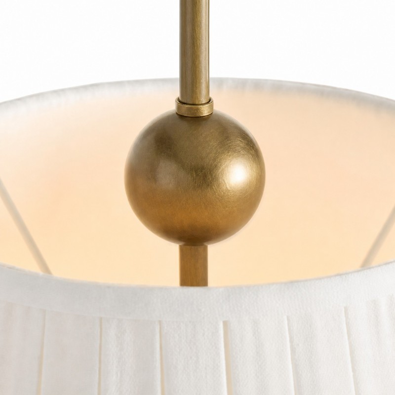 Naomi Modern White Pleated Fabric Lampshade Brass Pendant Light