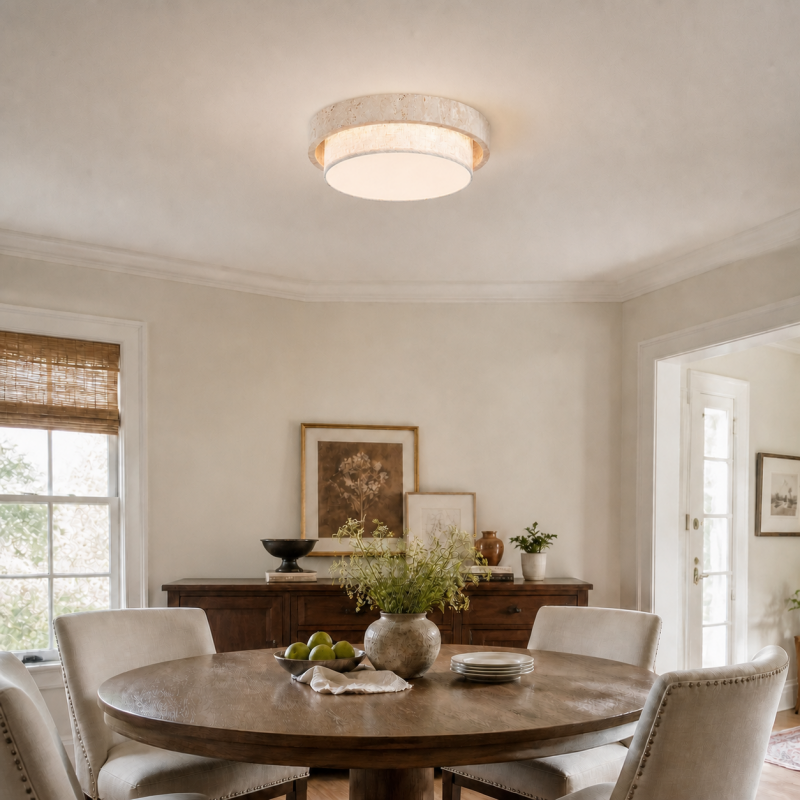 Cavell Wabi Sabi Travertine Flush Mount Ceiling Light