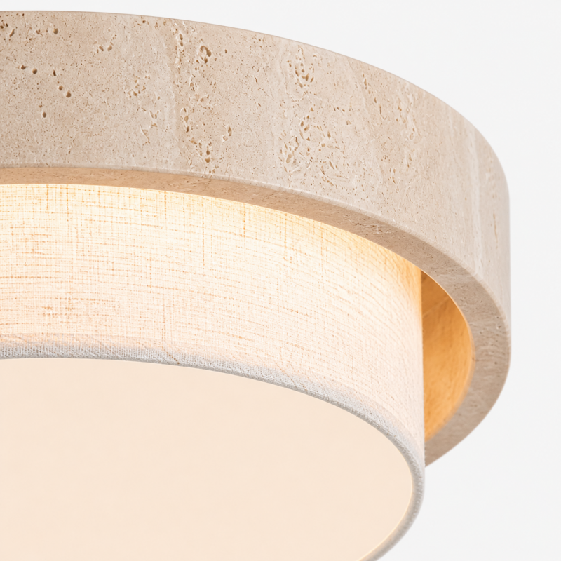 Cavell Wabi Sabi Travertine Flush Mount Ceiling Light